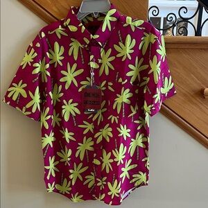 One Piece Franky Palm Shirt - Magenta and Lime Size Medium New With Tags